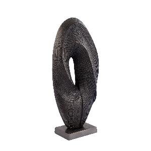 PTMD Neona Black alu round shaped statue ribbed