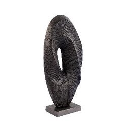 PTMD Neona Black alu round shaped statue ribbed