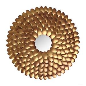 PTMD Nyro gold Iron mirror border with shelves round