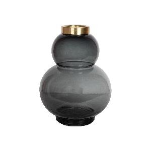 PTMD Odette Black glass vase brass top S
