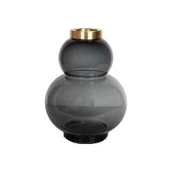 PTMD Odette Black glass vase brass top S