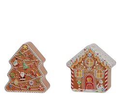 Decoris Opbergblik blik house uv print christmas patter relief 2ass