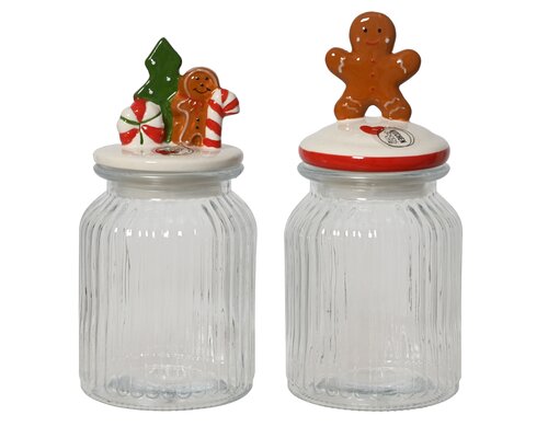 Decoris Opbergpot glas clear 2ass
