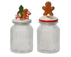 Decoris Opbergpot glas clear 2ass