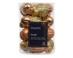 Orn.glas eikel d3h4cm brandy 12st - afbeelding 1
