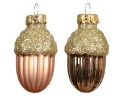 Orn.glas eikel d3h4cm brandy 12st - afbeelding 2