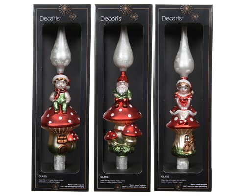 Decoris Figuur glas sitting on mushroom 3ass