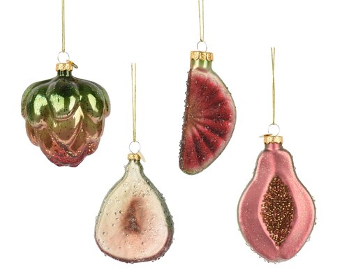 Decoris Fruit glas glitter 4ass