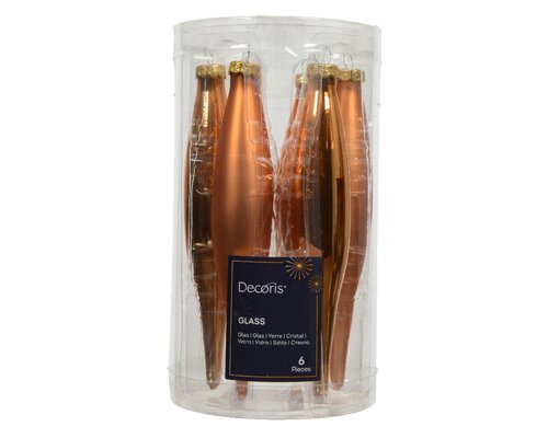 Orn.glas olijf d3h15cm brandy 6st - afbeelding 1