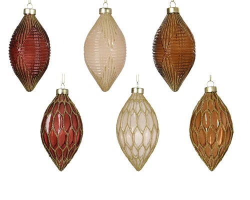 Decoris Olijf glas transparent w gold lines 6ass