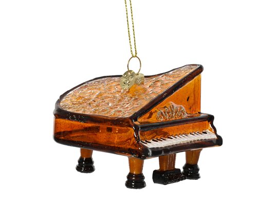 Orn.glas piano l7.7b8h7.6cm bruin - afbeelding 1