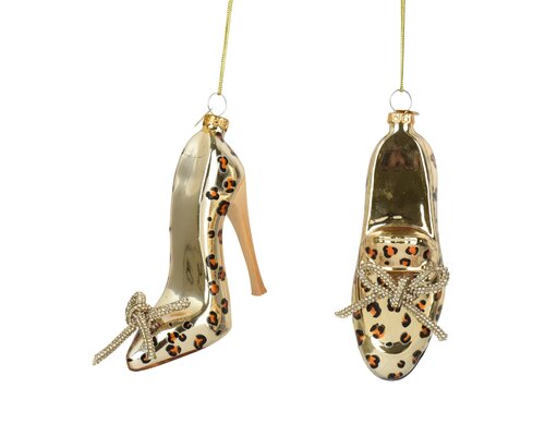 Decoris Schoen glas with leopard prints, bow 2ass