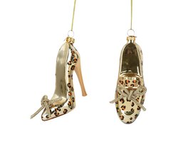 Decoris Schoen glas with leopard prints, bow 2ass