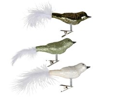 Orn.glas vogel l3b8h3.5cm groen 3st - afbeelding 2