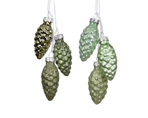 Orn.gls denappel d2.5h6cm groen 3st