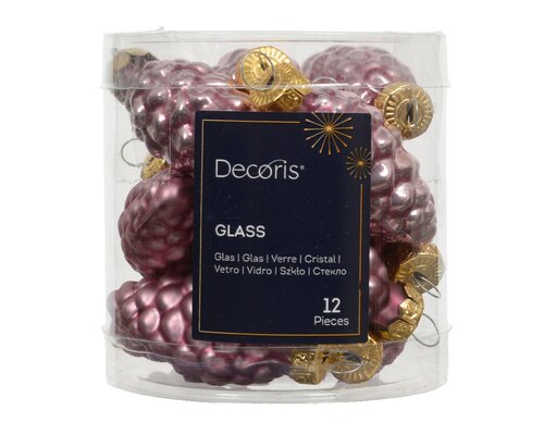 Orn.gls denappel d2.5h6cm roze 12st - afbeelding 1