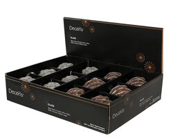 Decoris Dennenappel glas matt with glitter swirls 2col ass - afbeelding 2