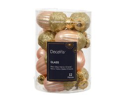 Orn.gls eikel d3h4cm peach prl 12st - afbeelding 1