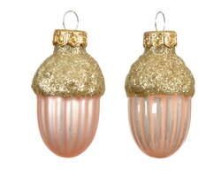 Orn.gls eikel d3h4cm peach prl 12st - afbeelding 2