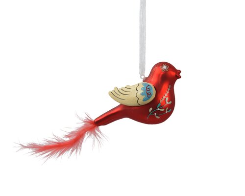 Orn.gls vogel l11.5b5.6h6cm kerstrd