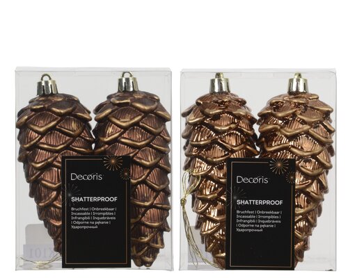 Decoris Dennenappel polystyreen shiny,glitter mix - afbeelding 1