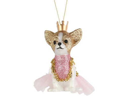 Decoris Hond polystyreen skirt, crown, glitter, sequin