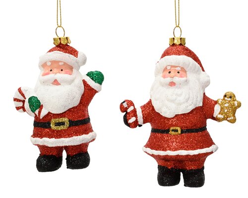 Decoris Kerstman polystyreen glitter 2ass