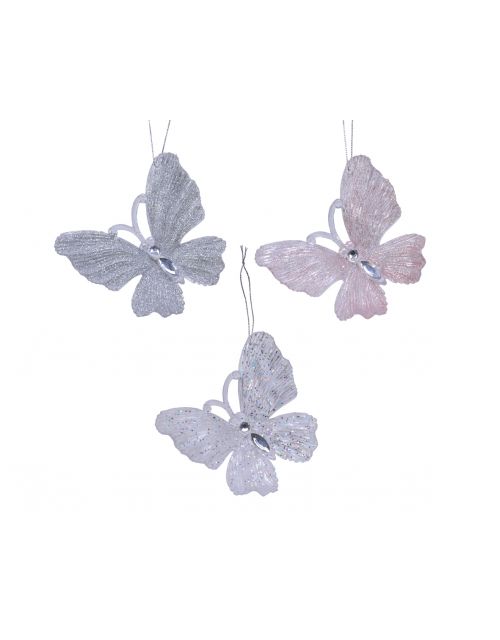 Decoris Vlinder Plastic Hang 3Kl.Ass Assortie 11x3x10cm