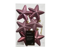 Orn.plc ster l2b7.5h7cm roze 6st - afbeelding 1