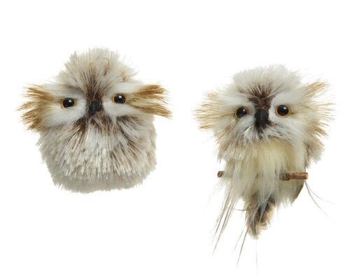Decoris Uil polyester feathers 2ass