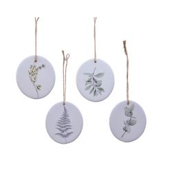 Decoris Schijf Terracotta Hang 4Ass Wit/Groen 8x0.5cm