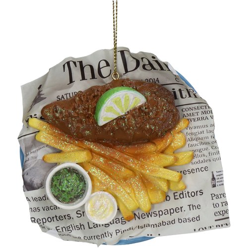 HD Collection Ornament Fish & Chips Polyresin Multi 10.2cm - afbeelding 1