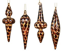 Decoris Ornament glas shiny leopard prints 4ass