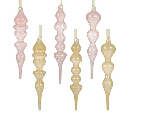 Decoris Ornament glas transparent 6ass