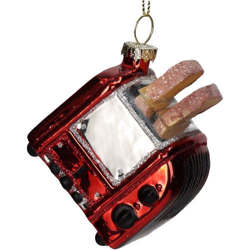HD Collection Ornament Toaster Glass Red 5.7cm - afbeelding 1
