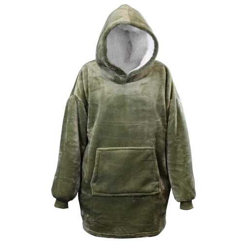 Oversized fleece hoodie diepgroen