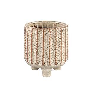 PTMD Patli Cream glazed ceramic pot on feet round M