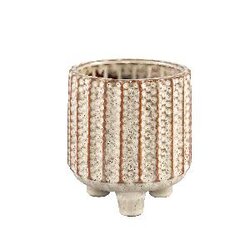 PTMD Patli Cream glazed ceramic pot on feet round M