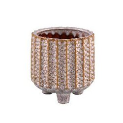 PTMD Patli Lilac glazed ceramic pot on feet round S