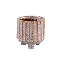 PTMD Patli Lilac glazed ceramic pot on feet roundXS
