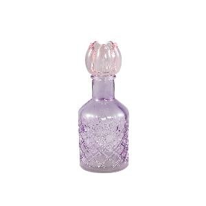 PTMD Patsye Purple glass tulip bottle candle holder