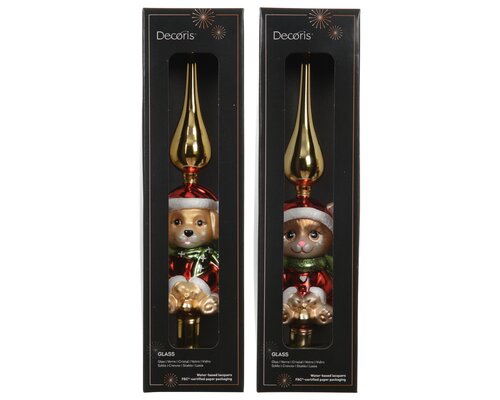 Decoris Piek glas with holding bauble 2ass