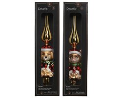 Decoris Piek glas with holding bauble 2ass