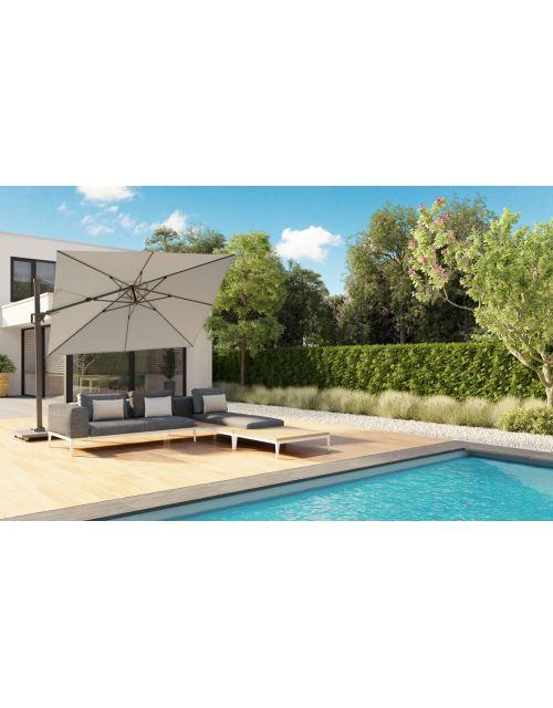 Platinum Zweefparasol Challenger T² premium 3x3 Antraciet/Havana excl. voet - afbeelding 1