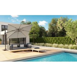 Platinum Zweefparasol Challenger T² premium 3x3 Antraciet/Havana excl. voet - afbeelding 1