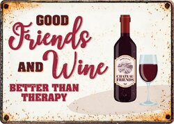 Plenty Gifts Bordje metaal friends and wine