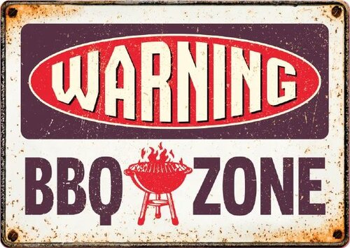 Plenty Gifts Bordje metaal warning bbq zone