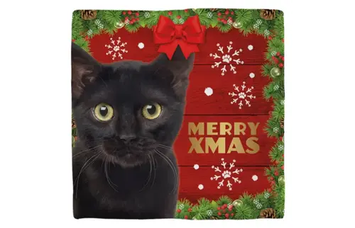Plenty gifts Deco tegel xmas cat black