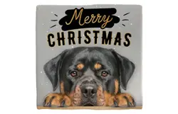 Plenty gifts Deco tegel xmas rottweiler