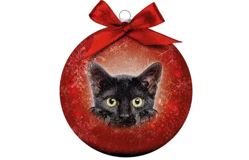 Plenty gifts Kerstbal xmas frosted black cat paws